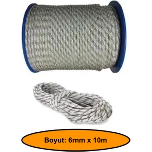 6 mm Sentetik Iskota Halat Dağcı Ipi, Kamyoncu Halatı, Outdoor Kamping Piknik Salıncak Halatı, 10 Metre