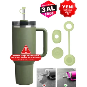 Quencher ve Yeni Nesil Pipetli Termos Uyumlu 3 Parça 1 Set Sızdırmaz Koruyucu Aksesuar Silikon Set