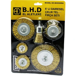 6 Parça  Dairesel Çelik Tel - Çanak Fırça Seti (4764)