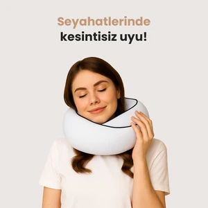 Mavi Seyahat Boyun Yastığı Visko Hafızalı Kolay Taşınabilir %100 Visco Konforlu Ortopedik