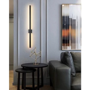 Modern Dekoratif Kılıç Led Duvar Aplik 70 Cm Siyah Texture Boyalı Dolgulu Profil Aplik