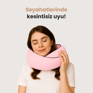 Pembe Seyahat Boyun Yastığı Visko Hafızalı Kolay Taşınabilir %100 Visco Konforlu Ortopedik