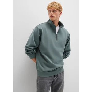 Yarı Fermuarlı Yeşil Basic Sweatshirt 0S10278-71577