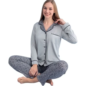 Serafina Eleganza Tasarım Uzun Kol Düğmeli Kadın Pijama Takımı S/2xl Ev Giyim Hediyelik