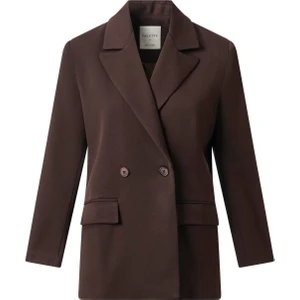 Kadın 2023458577 Kahverengi Düğmeli Blazer Ceket
