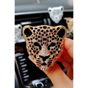 Leopar Desenli Araç Kokusu, Gold Renk Klipsli Tasarım