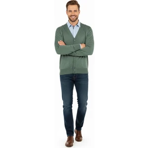 Erkek V Yakalı Düğmeli Uzun Kollu Çift Cepli Klasik Model Rahat Kesim Tam Kalıp Yünlü Dokuma Hırka