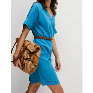 Marks & Spencer V Yaka Keten Mini Elbise