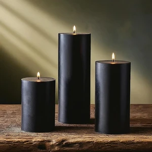 Silindir Mum 3'lü Kokulu Büyük Mum Dekoratif Mum Seti