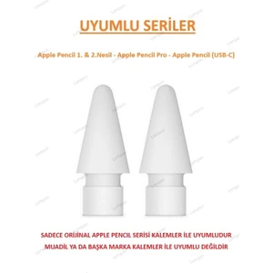 Apple Pencil 1.Nesil & 2.Nesil - Apple Pencil Pro - Apple Pencil (USB-C) Kalem Ucu (2 Adet)