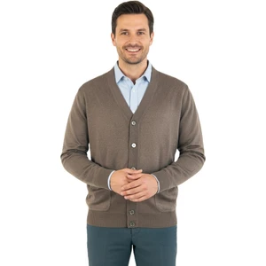 Erkek V Yakalı Düğmeli Uzun Kollu Çift Cepli Klasik Model Rahat Kesim Tam Kalıp Yünlü Dokuma Hırka