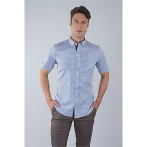 Regular Fit Paşa Yaka Kısa Kol Pamuk Kahve Erkek Gömlek GMEKS250007_D11