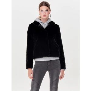 Onlvida Faux Fur Kadın Siyah Peluş Mont
