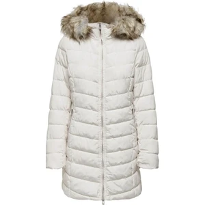 Kadın Mont Ekru 15183994 Onlnewellan Quilted Hood Fur Coat
