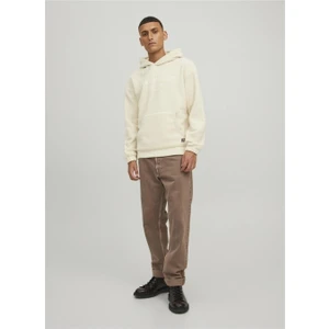 Jack & Jones Jorslope Fleece Sweat Hood Ln Beyaz Erkek Sweatshirt 12216573-Moonb