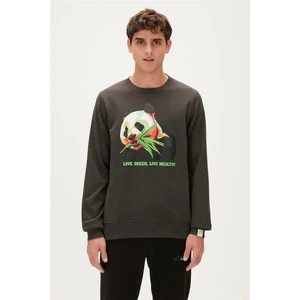 Bad Bear Re-Bamboo Crewneck Antrasit Baskılı Erkek Sweatshirt