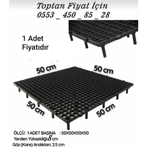 50CM X50CM x 8 cm Yükseklikte Plastik Güvercin Kümes Taban Izgarası (Siyah)