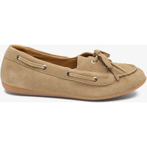 Kadın Ekru Hakiki Deri Loafer Ayakkabı 5Y2CA34370