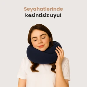 Lacivert Seyahat Boyun Yastığı Visko Hafızalı Kolay Taşınabilir %100 Visco Konforlu Ortopedik