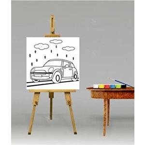 Yağmurlu Araba Temalı Sayılarla Boyama Seti 20X20 Çocuklar İçin Eğlenceli Hobi