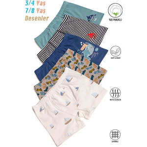 Özkan 31802 5'li Paket Erkek Çocuk Karışık Renkli Desenli Pamuklu Yumuşak Rahat Şort Boxer