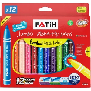 Jumbo Yıkanabilir Keçeli Boya Kalemi 12 Renk (Karton Kutu)