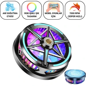 Süper Hızlı Nano Soğutuculu Manyetik Mıknatıslı Telefon Soğutucu Fan, Rgb Işıklı Universal