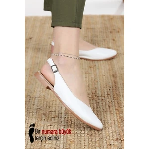 Kadın Misty Beyaz Arkası Acık Sivri Burun Günlük Babet