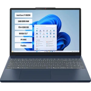 Ideapad Slim 3 15IRH10 83K10061TR-05 I7-13620H 24GB Ddr5 1TB+512GB SSD Wuxga 15.3" IPS 60Hz Freedos Taşınabilir Bilgisayar