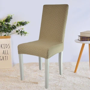 Tuğla Desen Likrali Jakarlı Kümaş Sandalye Örtüsü, Lastikli, Esnekli Sandalye Kılıfı 6 Adet