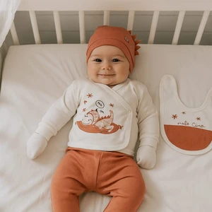 Dinazorlu Süzene Nakışlı  Pamuklu Yenidoğan Kıyafetleri 5'li Hastane Çıkışı Zıbın