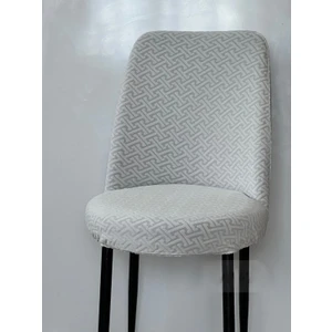 Jakarlı Kumaş Ilmek Desen Oval Sandalye Kılıfı. Lastikli, Yıkanabilir, Esnek Sandalye Örtüsü (6 Adet)