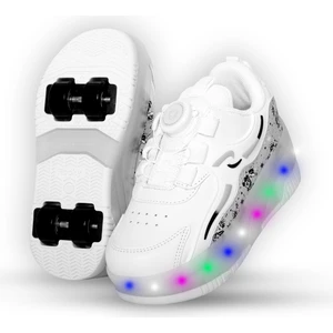 Nils Kız&erkek Çocuk Patenli, Işıklı Rahat Beyaz Spor ve Günlük Ayakkabı&sneaker | Yeni Model Tarz Patenli Kaykay Ayakkabı