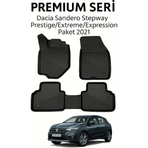 Dacia Sandero Stepway 2021+ Bardaklıklı 3D Havuzlu Oto Paspas | Araca Özel Kauçuk – Kaymaz & Koku Yapmaz