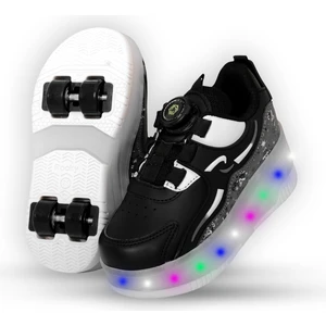 Nils Erkek Çocuk Patenli, Işıklı Rahat Siyah Spor ve Günlük Ayakkabı&sneaker | Yeni Model Tarz Patenli Kaykay Ayakkabı