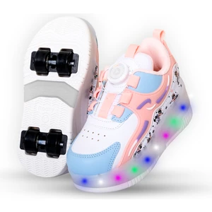 Nils Kız Çocuk Patenli Ayakkabı, Işıklı Rahat Pembe Spor ve Günlük Ayakkabı&sneaker | Yeni Model Tarz Patenli Tekerlekli Ayakkabı
