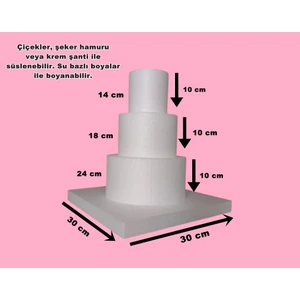 Strafor Köpük Maket Pasta 14X18X24 cm (Pasta Tabanı Hediyeli)