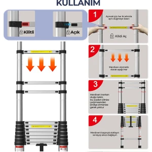 Paslanmaz Çelik Katlanır Merdiven 5.1 Metre