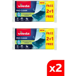 2 Paket 3'lü Pro Clean Oluklu Bulaşık Süngeri