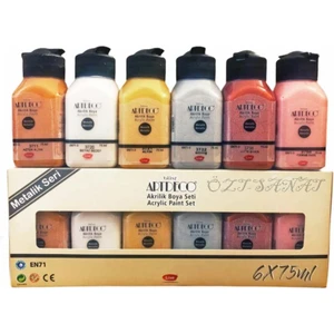 Akrilik Boya 6x75 ml Metalik Renkler