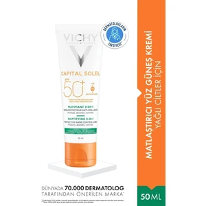 Capital Soleil Yüz Güneş Kremi SPF 50+ UVA/UVB Koruma – Matlaştırıcı ve Nemlendirici, Tüm Cilt Tipleri için 50 ml