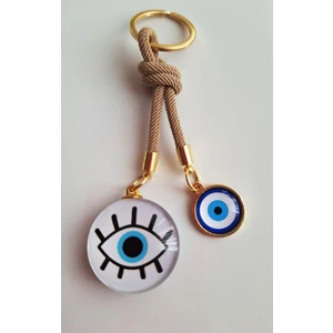 Hediyelik Nazar Boncuklu Göz Detaylı Anahtarlık - Çanta Süsü - Çanta Charmı 11,5 cm