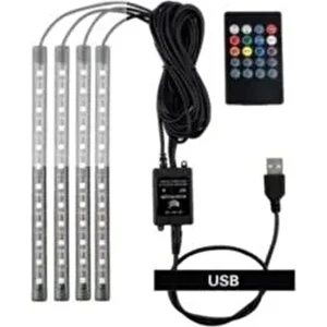 USB Girişli 12 Ledli Araç Içi Ayak Altı Sese Duyarlı Rgb Şerit LED Aydınlatma