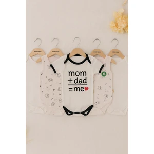 5 Li Set Pamuklu 9-12 Ay / 1 -2 Yaş Arası Unisex Kız Erkek Bebek Çıtçıtlı Body Zıbın