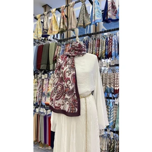 Etnik Çiçek Desenli Şal Mürdüm