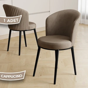 Risa Serisi 1 Adet Cappucino Mutfak Sandalyesi Siyah Metal Ayak 1.sınıf Babyface Kumaş