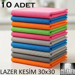 10 Adet 30X30 Lazer Kesim Mikrofiber Temizlik Bezi