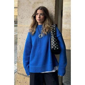 Saks Bisiklet Yaka Oversize Triko Kazak MG1972