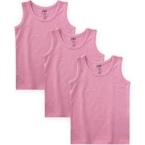 Üçlü Geniş Askılı  Kız Atlet 2-9 Yaş Şeker Pembe