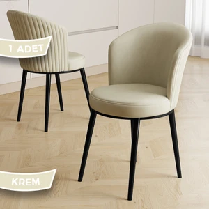 Risa Serisi 1 Adet Mutfak Sandalyesi Siyah Metal Ayak 1.sınıf Babyface Kumaş